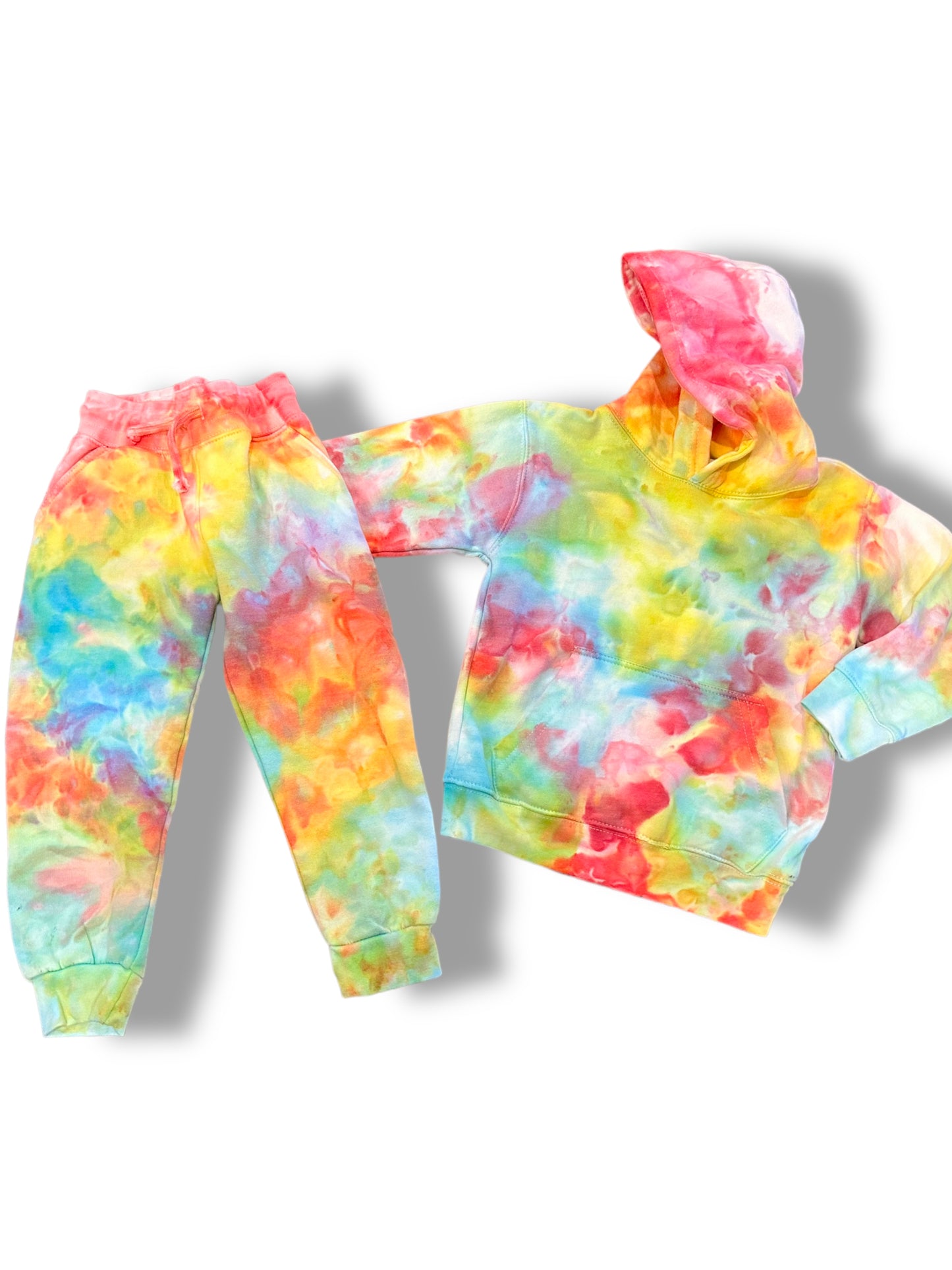 Ice dyed youth hoodie and jogger set