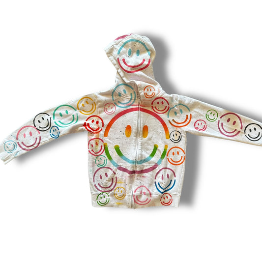 Hand painted smiley zip up