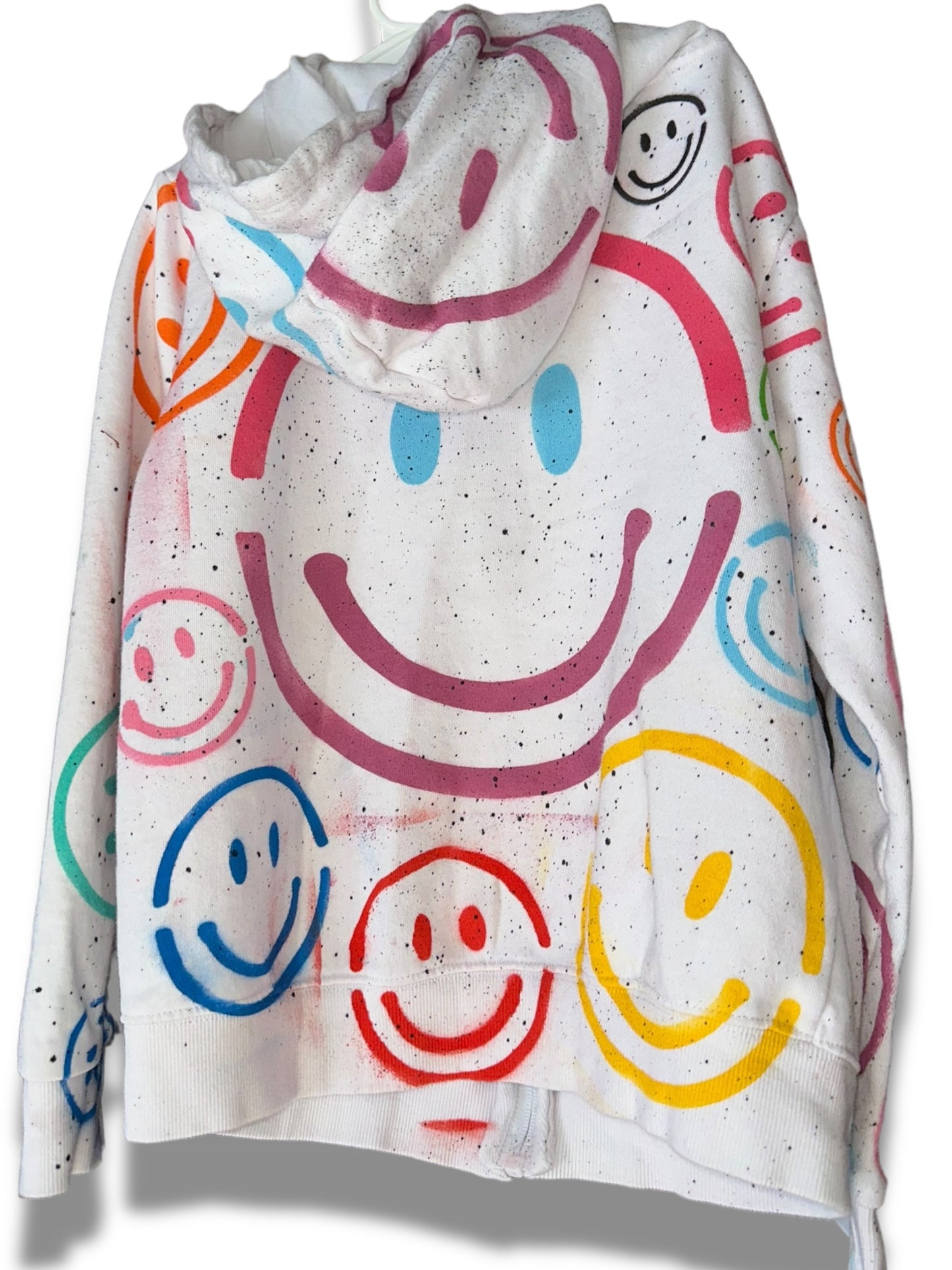 Hand painted smiley zip up